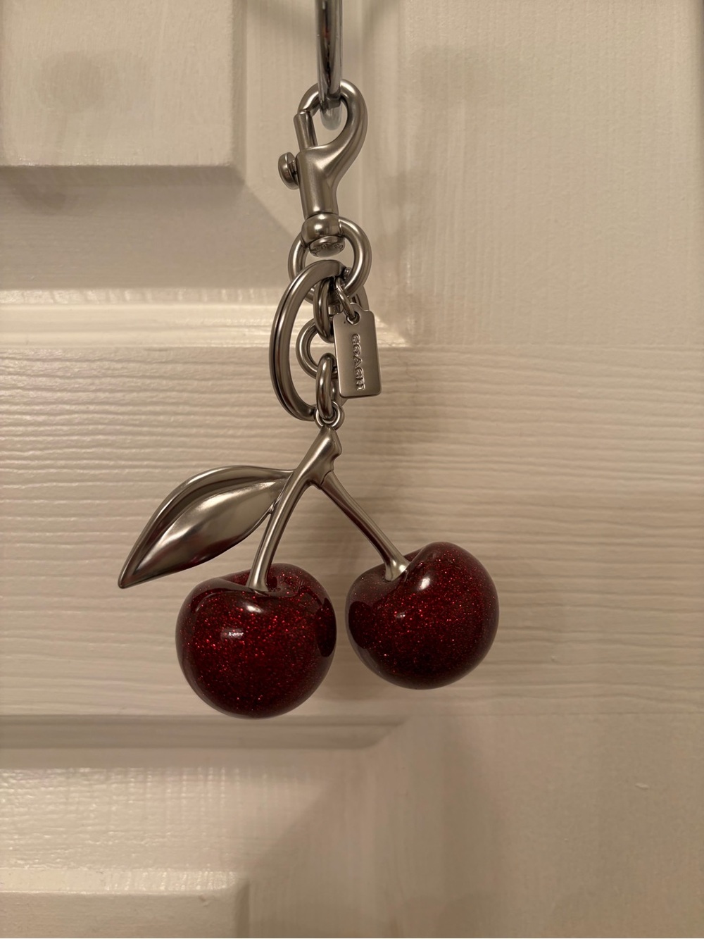 Coach Sparkling Cherry Key Charm in Deep Red and Silver